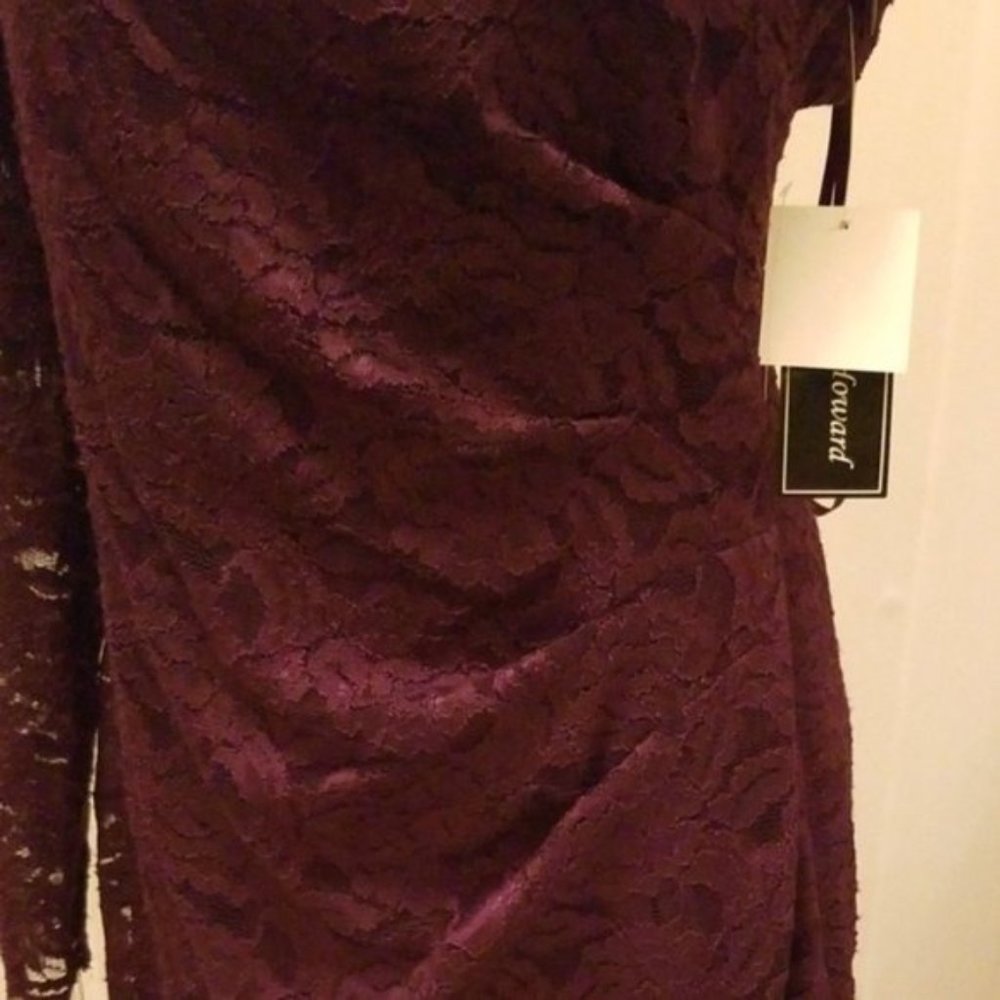 Jessica Howard One-Shoulder Lace Dress Wine - Picture 4 of 4